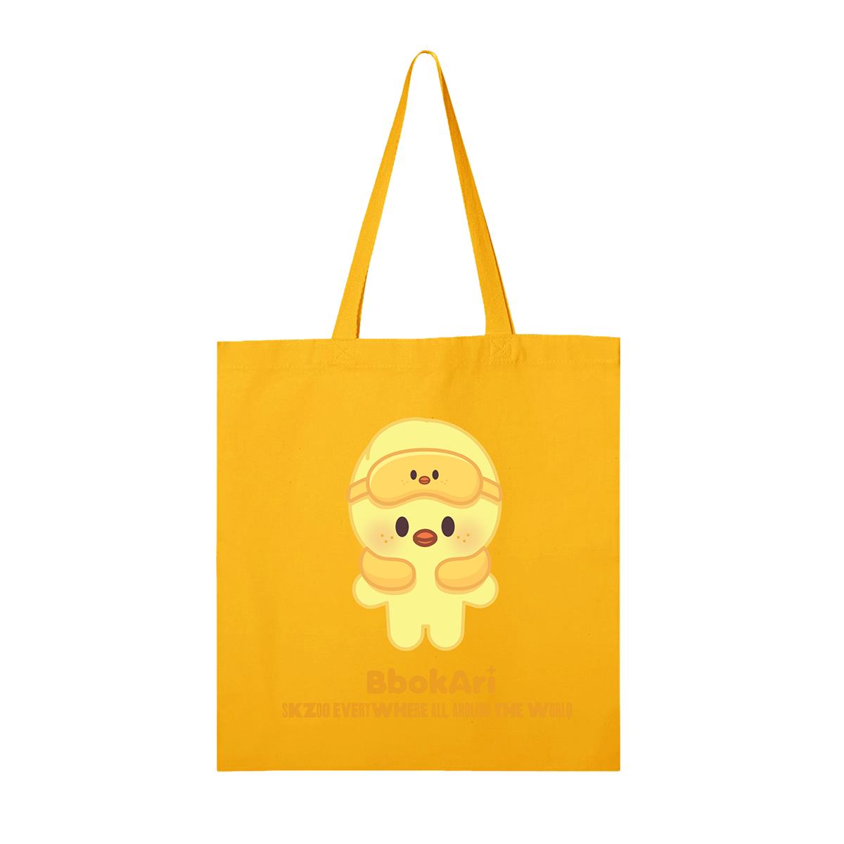 SKZOO BbokAri bright yellow tote bag with character print