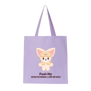 SKZOO FoxI.Ny lavender tote bag with character print