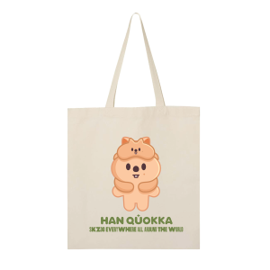 SKZOO Han Quokka neutral canvas tote bag with character print