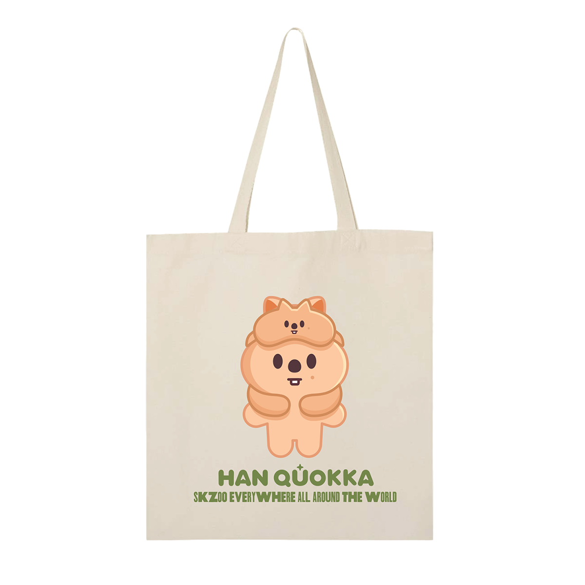 SKZOO Han Quokka neutral canvas tote bag with character print