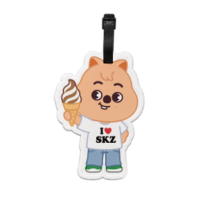 SKZOO Han Quokka luggage tag with I heart SKZ design and durable strap