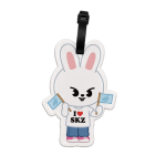 SKZOO Leebit luggage tag with I heart SKZ artwork and strap