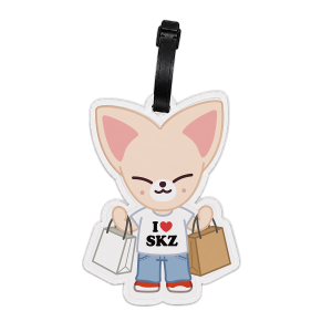 SKZOO FoxI.Ny pink luggage tag with I heart SKZ detail and strap