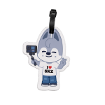 SKZOO Wolf Chan luggage tag with camera detail and secure strap