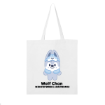 SKZOO Wolf Chan tote bag with character graphic and logo text