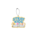 Yellow SKZOO air freshener with character artwork and logo