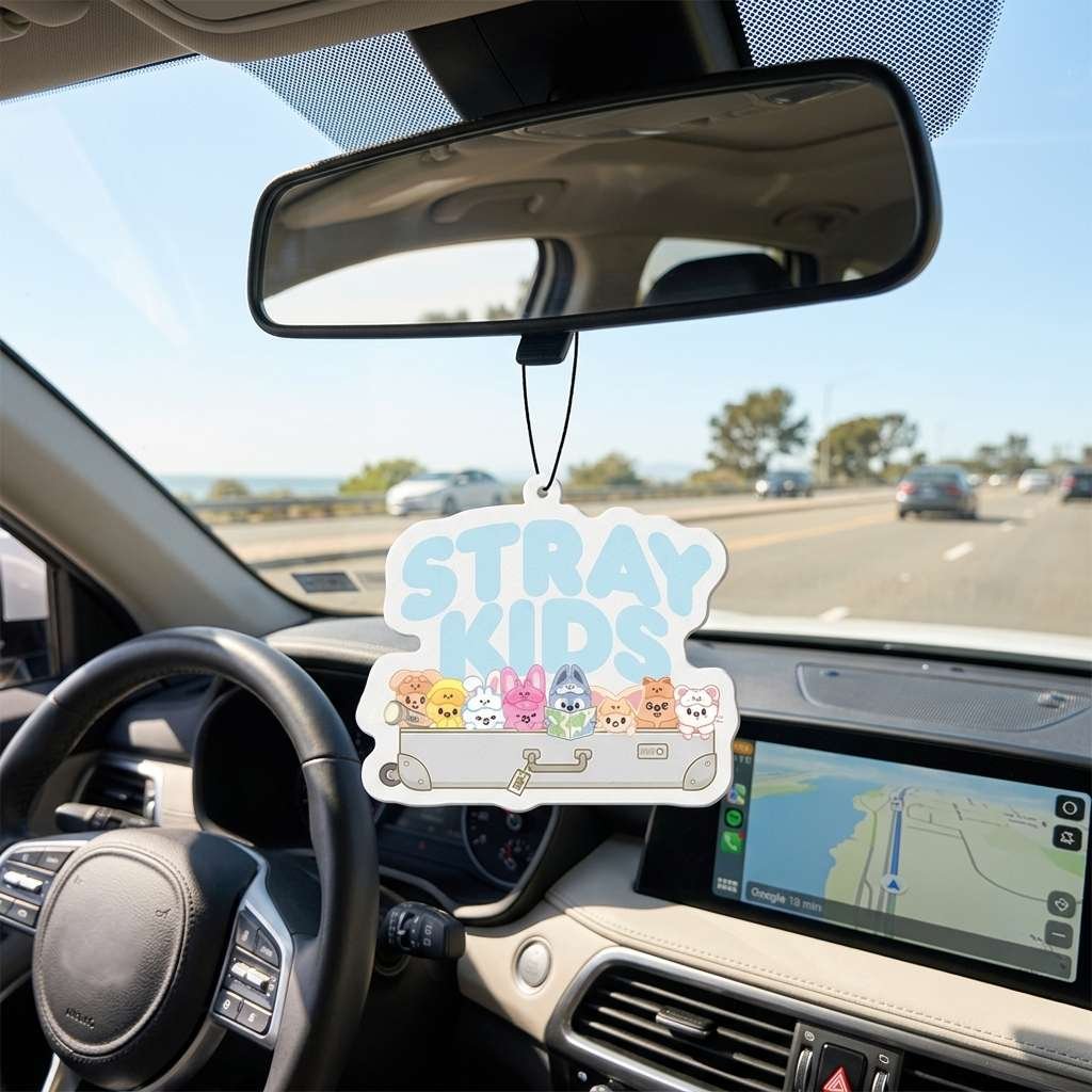 SKZOO air freshener hanging in car