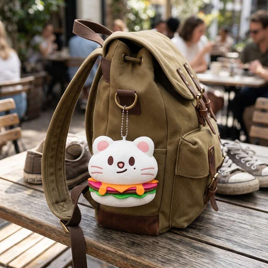 Female backpack with SKZOO Jiniret keyring
