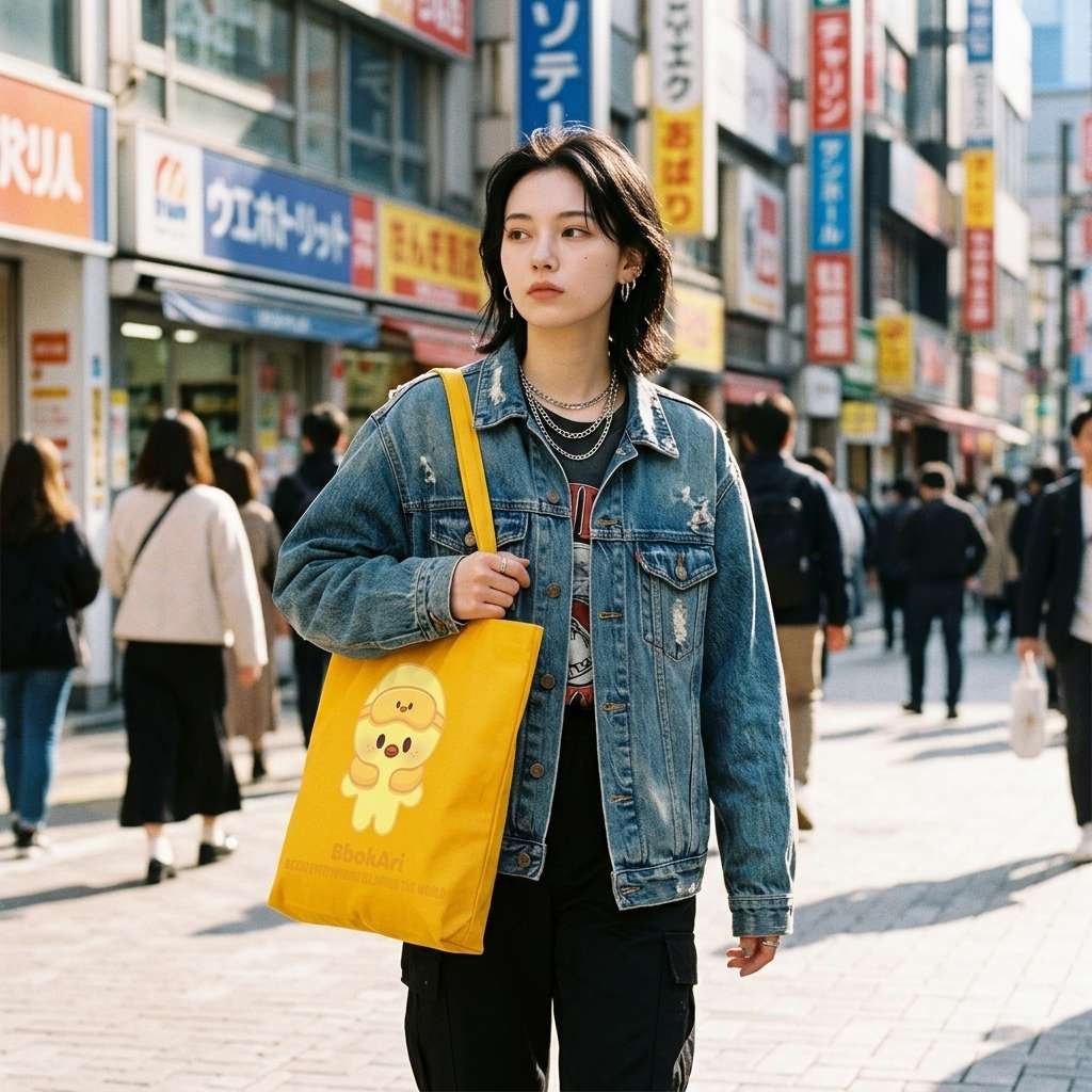 Female model carrying SKZOO Tote Bag Bbokari